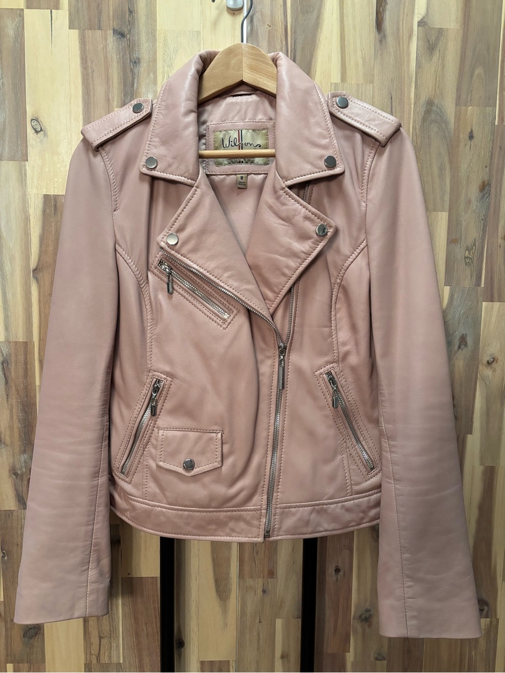 Wilsons Leather Vintage USA Pink Moto Jacket Size M